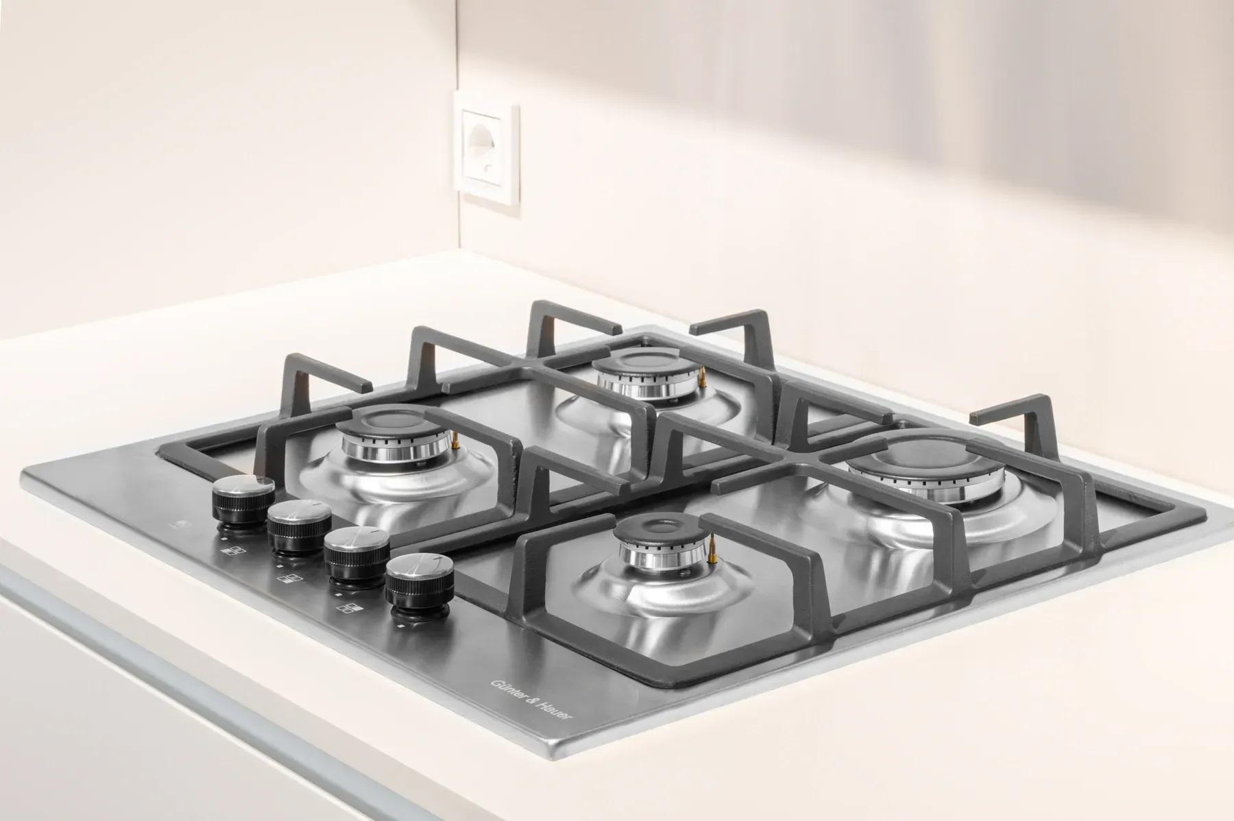 Варочная поверхность газовая Gunter&Hauer GH 606 ​​IX сталь электроподжиг газ-контроль 60 см - фото 4