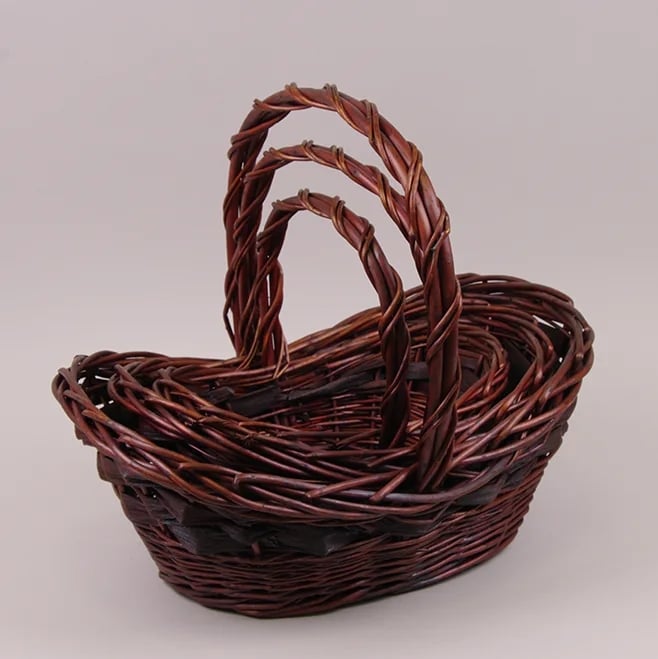 Комплект кошиків з лози Flora 3 шт. Коричневий (37530)