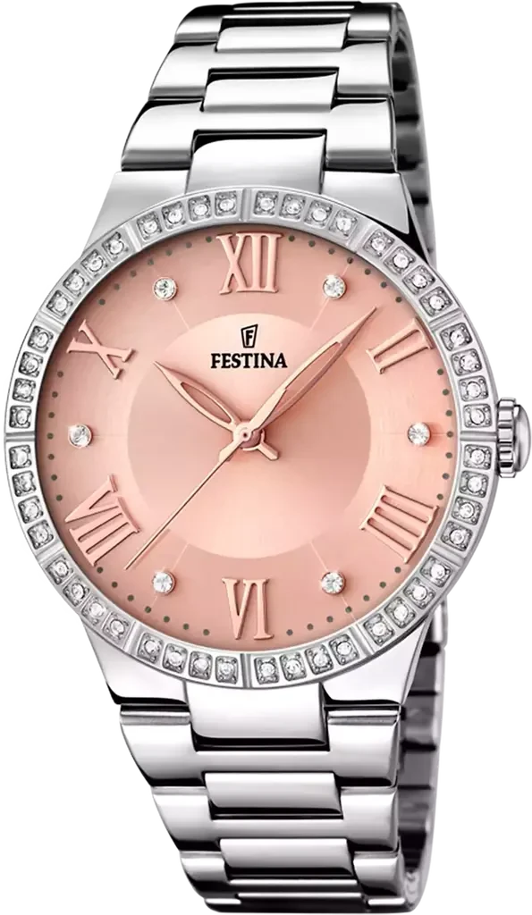 Наручные часы женские Festina F16719/3 Boyfriend со стальным корпусом WR 50 м и розовым циферблатом