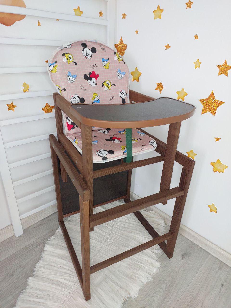 Стільчик для годування Міккі Маус 450x490x930 мм Дерево темне Стільчик для годування Міккі Маус 450x490x930 мм Дерево темне