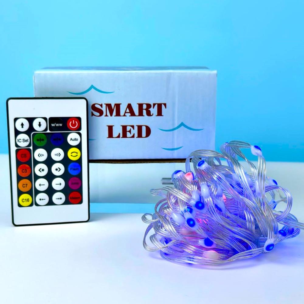Гирлянда светодиодная-лента уличная Smart LED 10 м 100 Led с Bluetooth и пультом дистанционного управления от USB