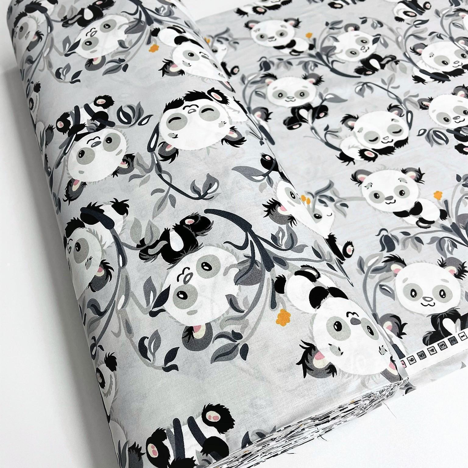 Ткань для постельного белья ранфорс панды 240 см Серый (1026188/3)