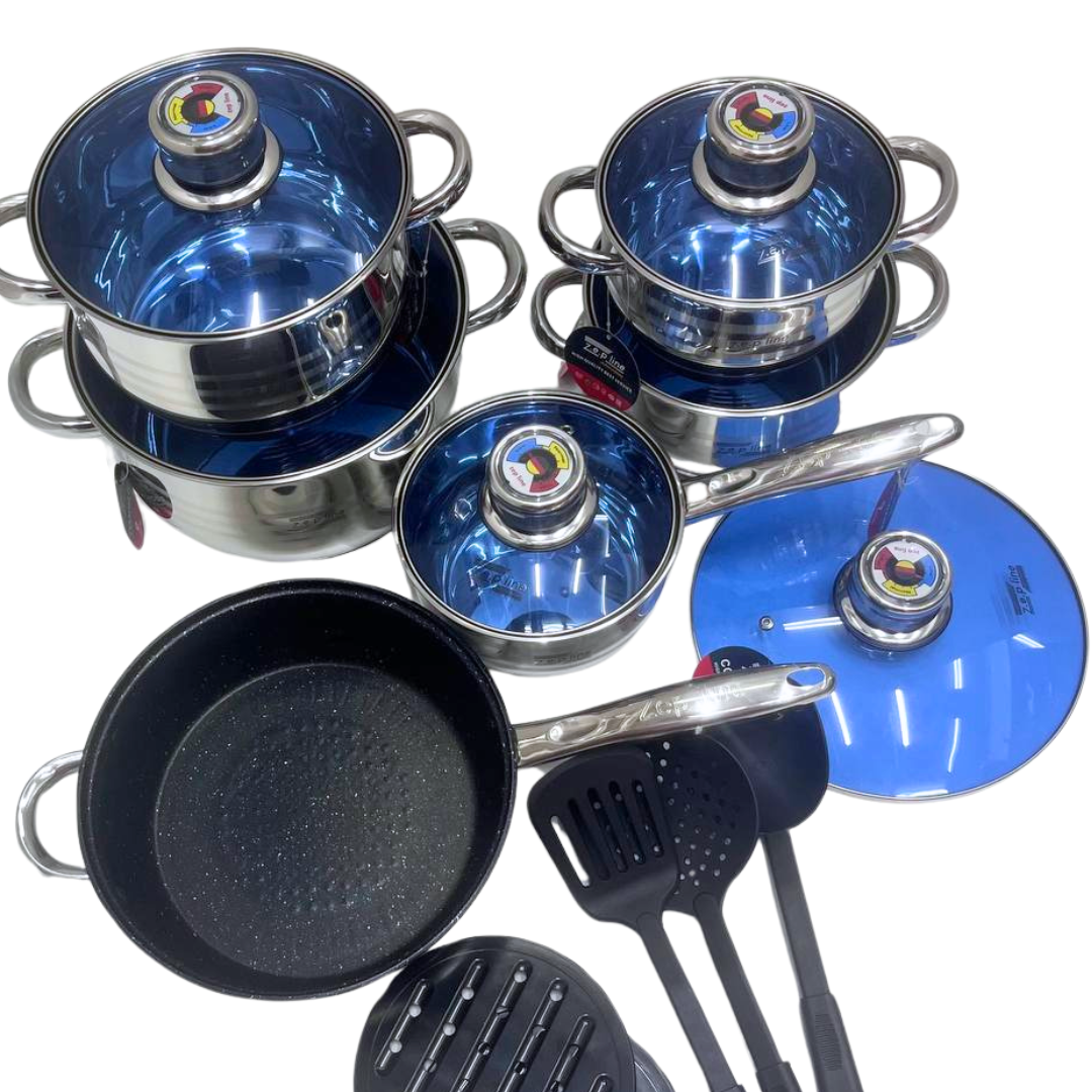 Набір посуду Zepline ZP-076 з неіржавкої сталі 18 предметів - фото 3