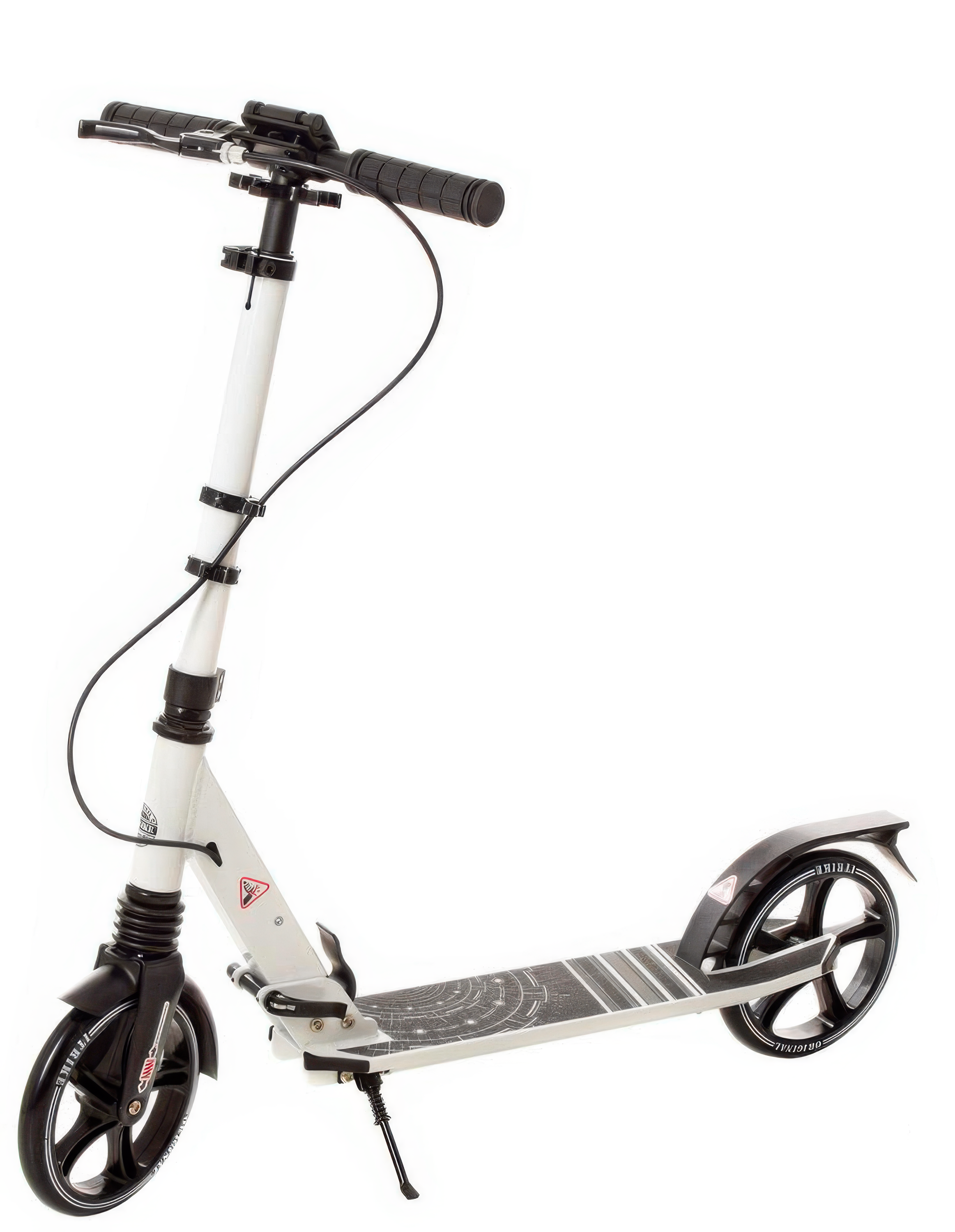 Самокат iTrike двоколісний з підніжкою та ручним гальмом унісекс складаний Білий (DS-171-S-153)