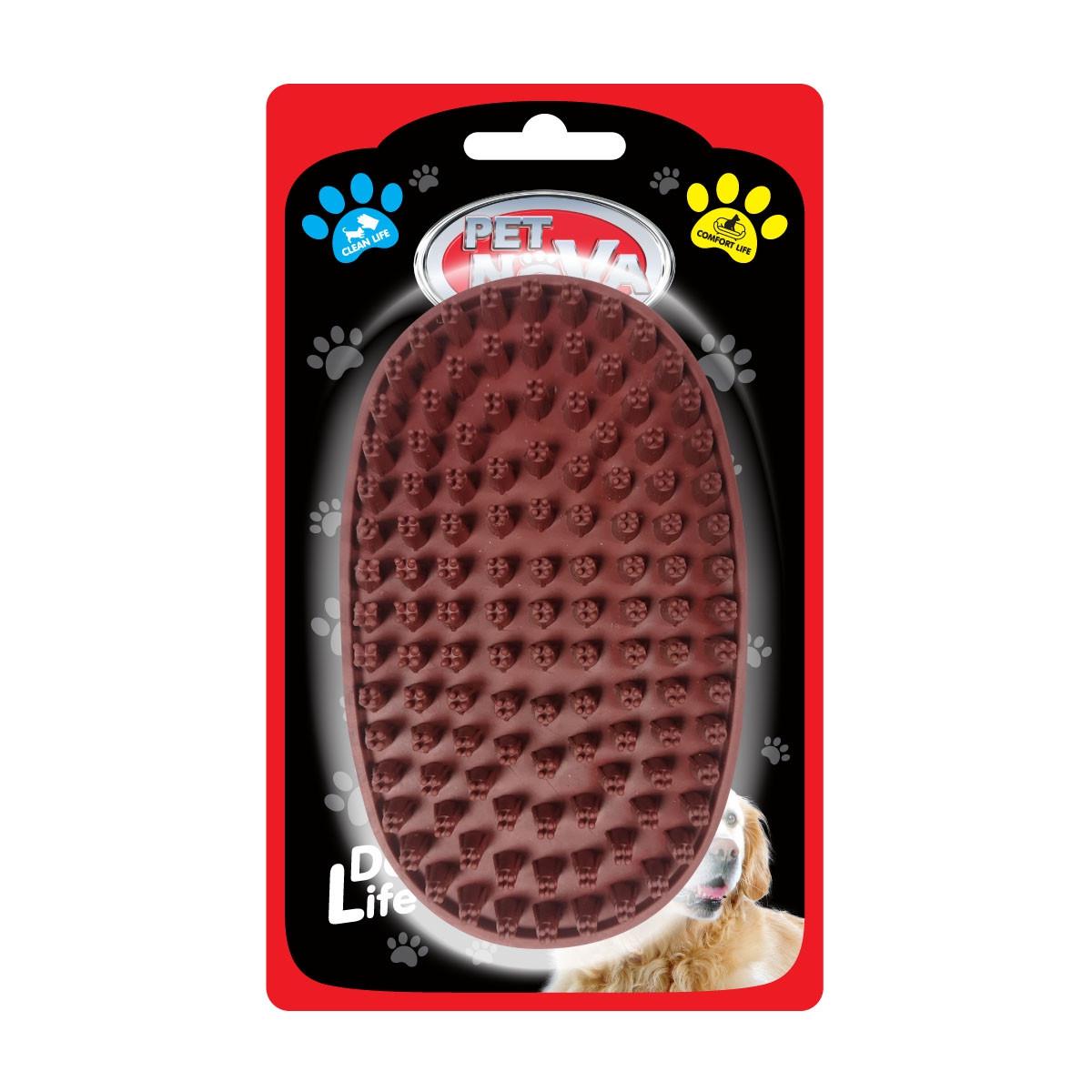 Щетка Рет Nova для купания собак 13х8 см Коричневый с черным - фото 2