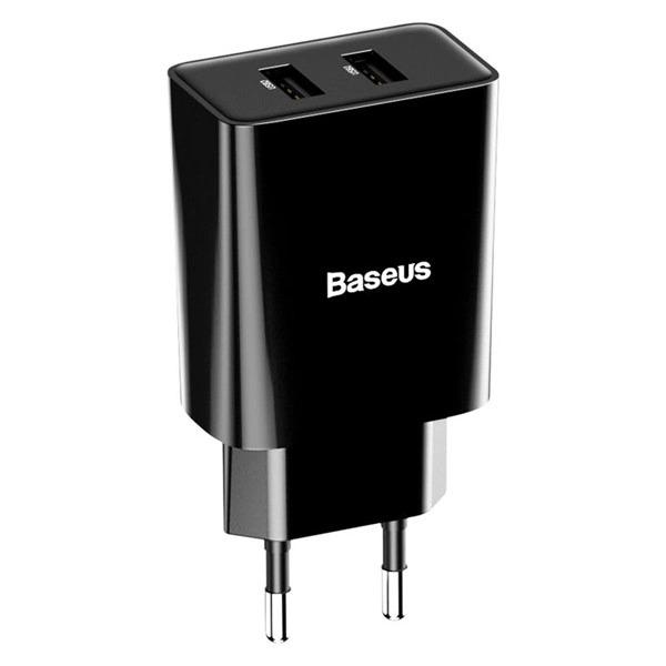 Зарядний пристрій мережевий Baseus Speed Mini Dual U 10.5W 2USB 2.1A Travel Charge Black (124563)