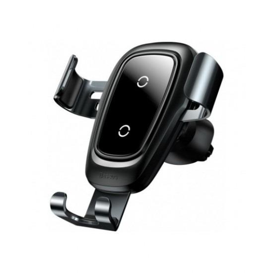 Автомобільний тримач Baseus Metal Wireless Charger Gravity Car Mount з подвійною бездротовою зарядкою Чорний (16611opti)