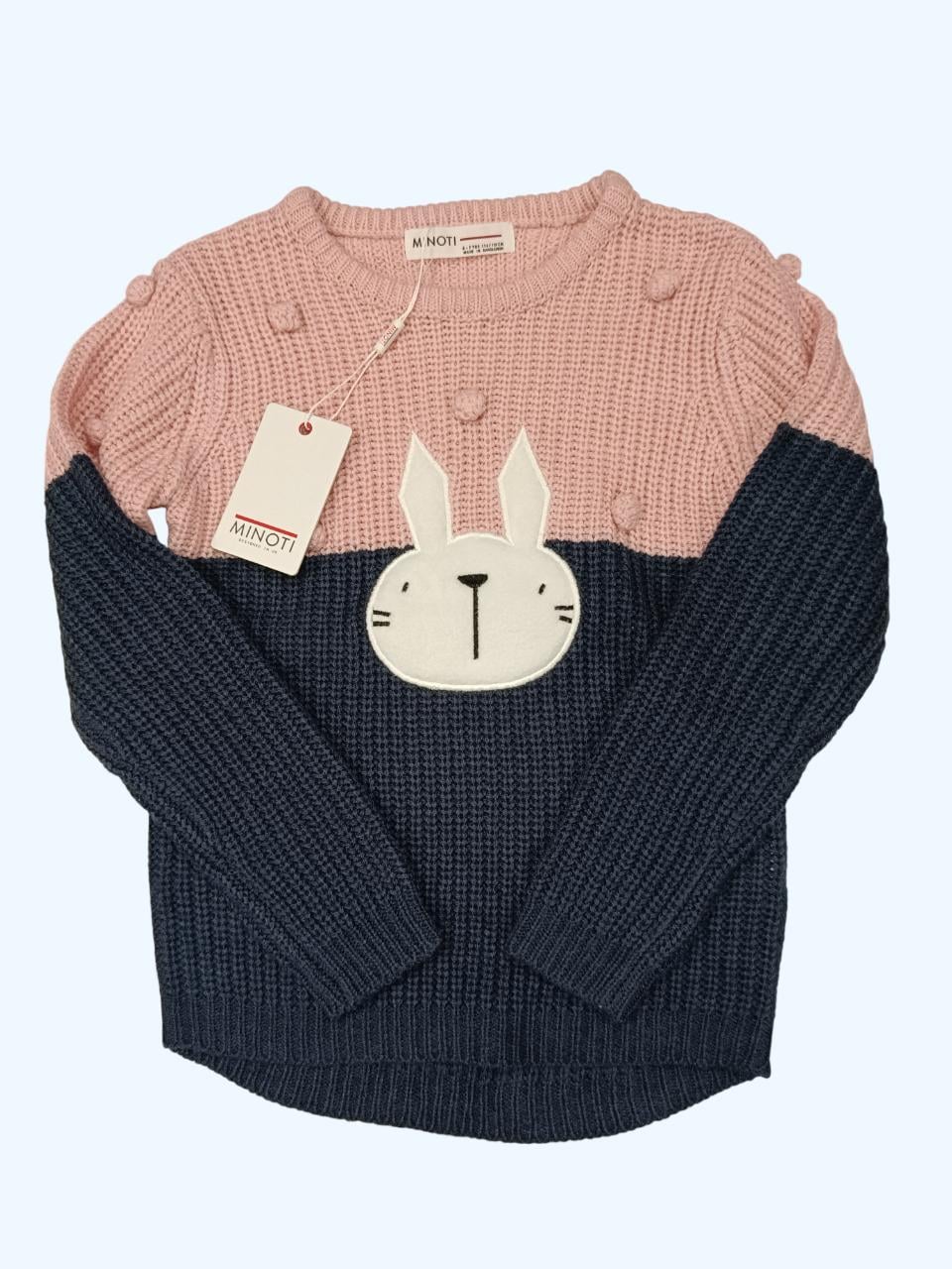 Светр дитячий для дівчинки Minoti 116 см Синій з рожевим (00872)