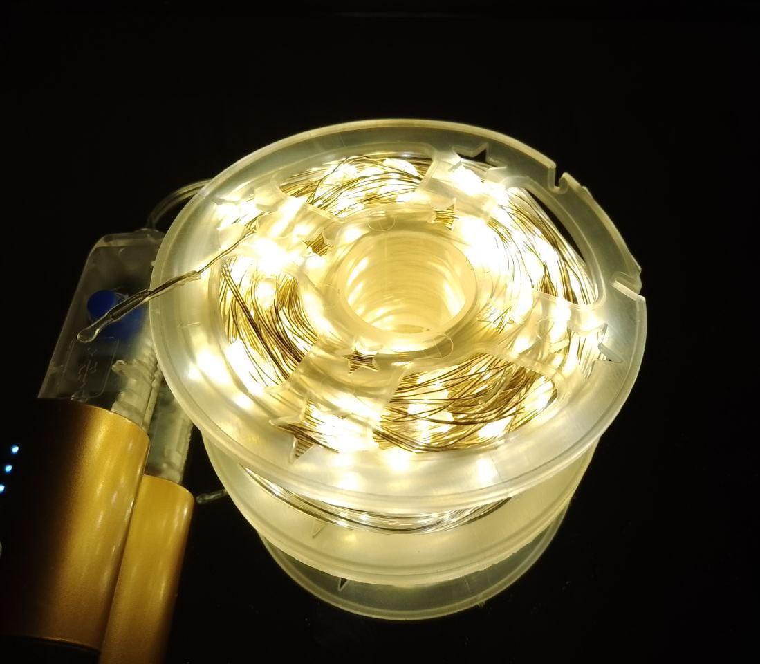 Гирлянда от USB капли 50 м 500 LED 8 режимов с пультом Теплый белый