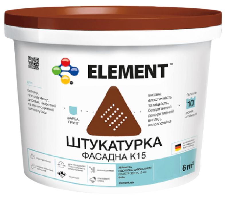 Штукатурка фасадная силиконовая Element К15 Зернистая 25 кг (2088751893)