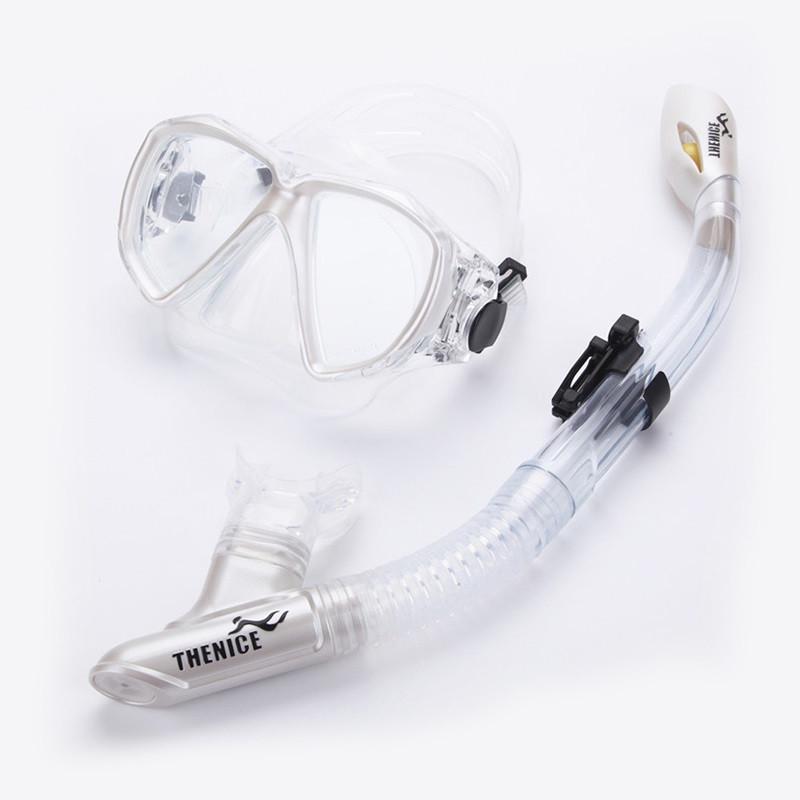 Маска для дайвинга TheNice M2018 + S209 с трубкой Серебряный (SUN3473)