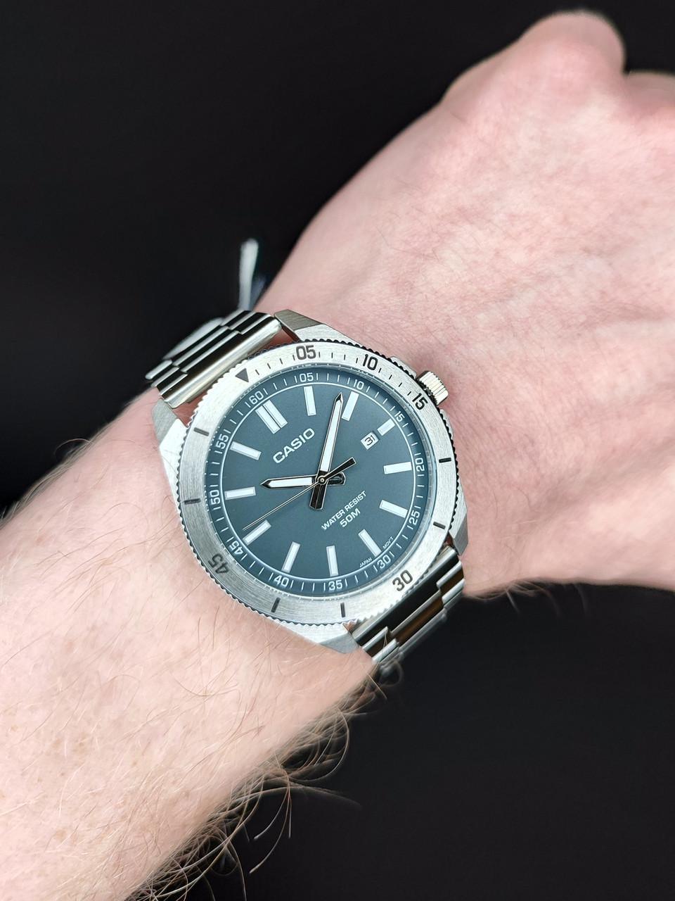Наручные часы мужские Casio MTP-B155D-3E Timeless Collection со стальным корпусом Зеленый (2721865653)