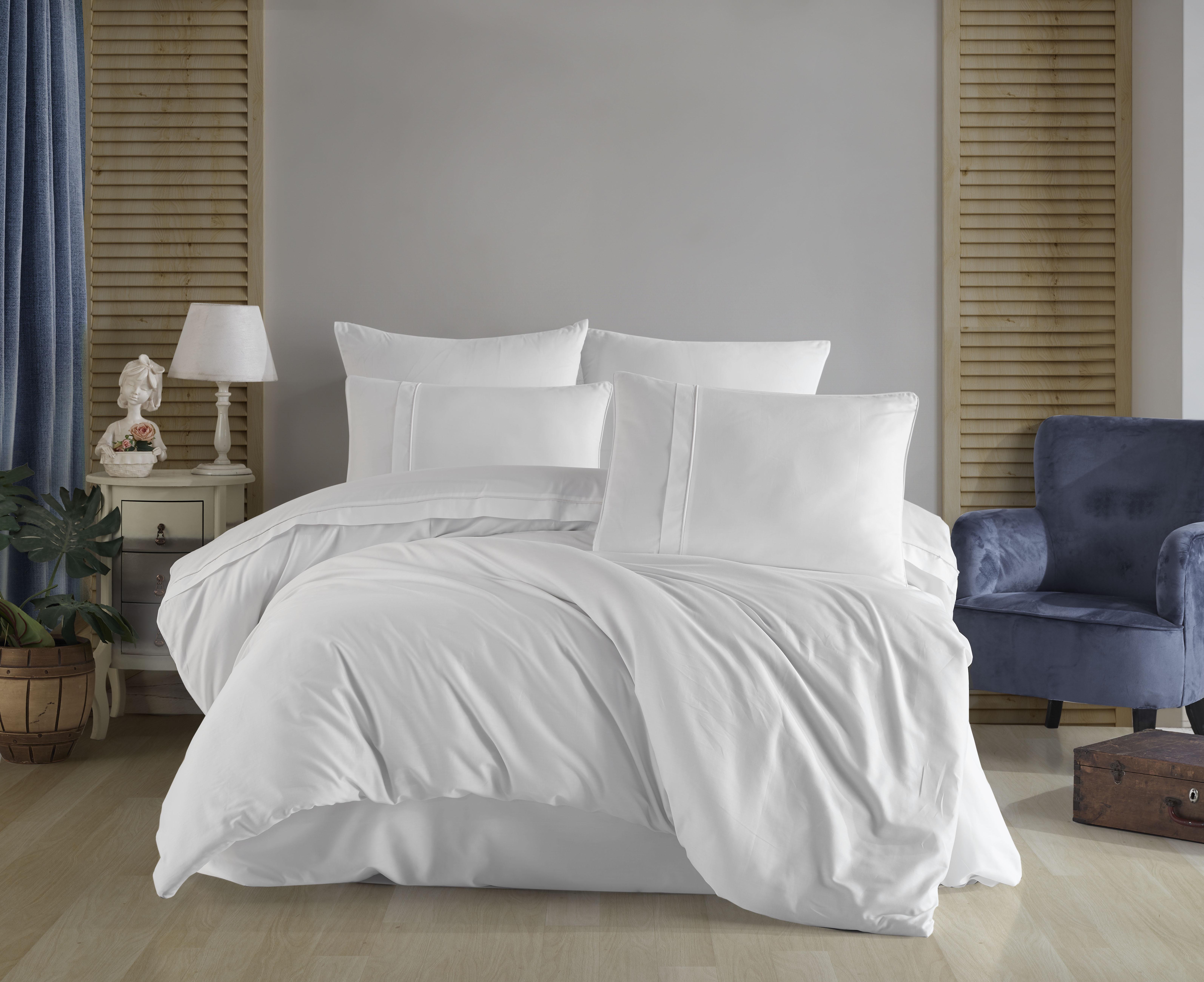 Комплект постельного белья Hobby Premium Sateen 300TC Plain Beyaz 200х220/2х50х70 см/70х70 см 2 шт. Серый
