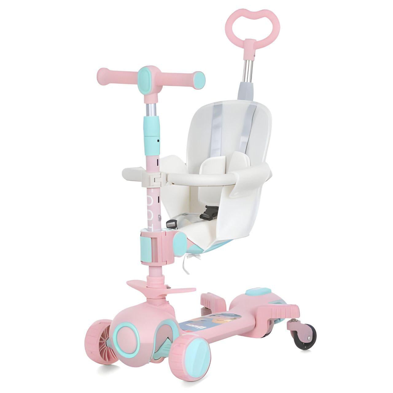 Беговел детский 5в1 JR 3-108 с родительской ручкой/светом/музыкой/мягкой накладкой Розовый (26358322)