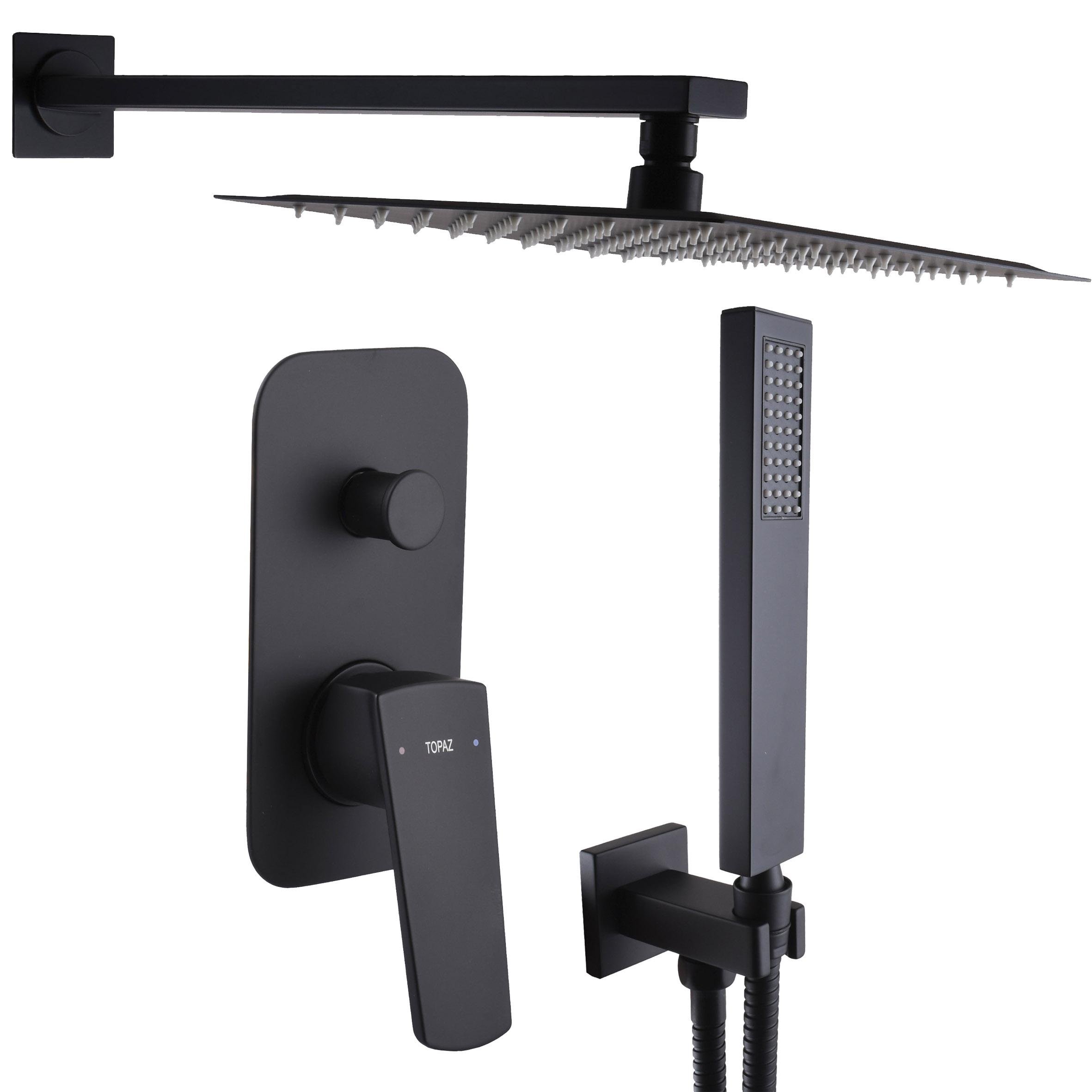 Душевая система встроенная TOPAZ LEXI с тропическим и ручным душем Черный (20237)