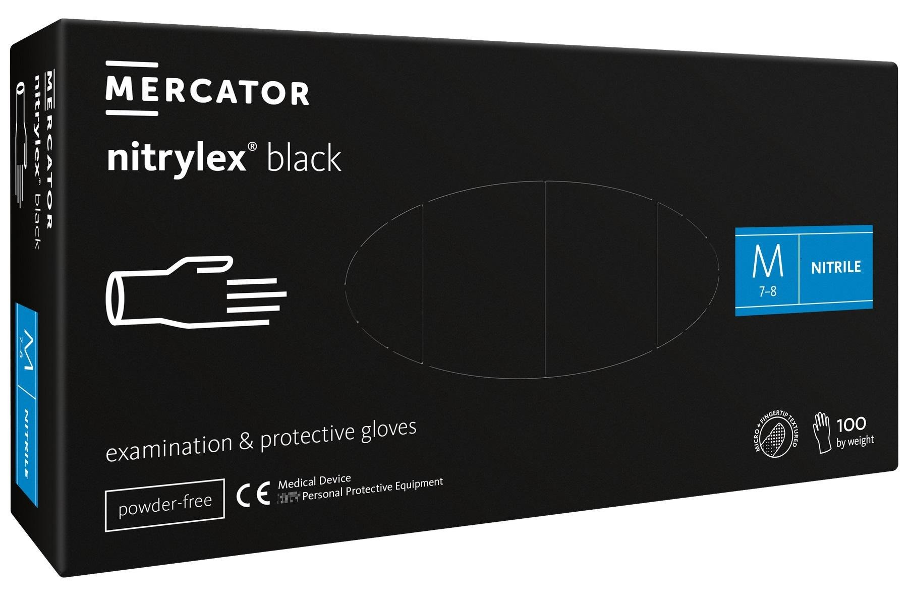 Рукавички нітрилові оглядові Nitrylex нестерильні/неприпудрені M 100 шт. Black