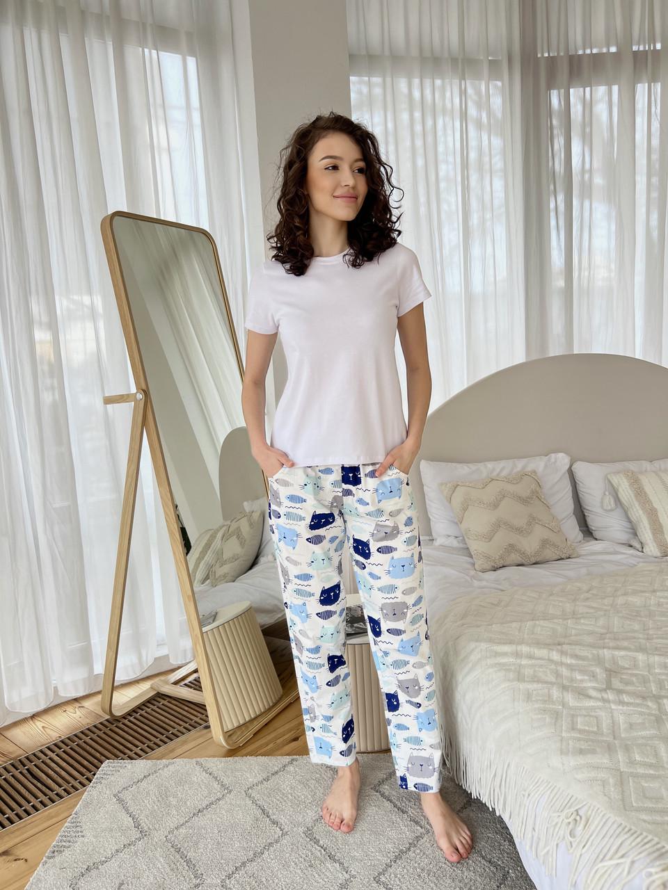 Піжама жіноча футболка/шорти та штани S Білий (ВК4300В-4)