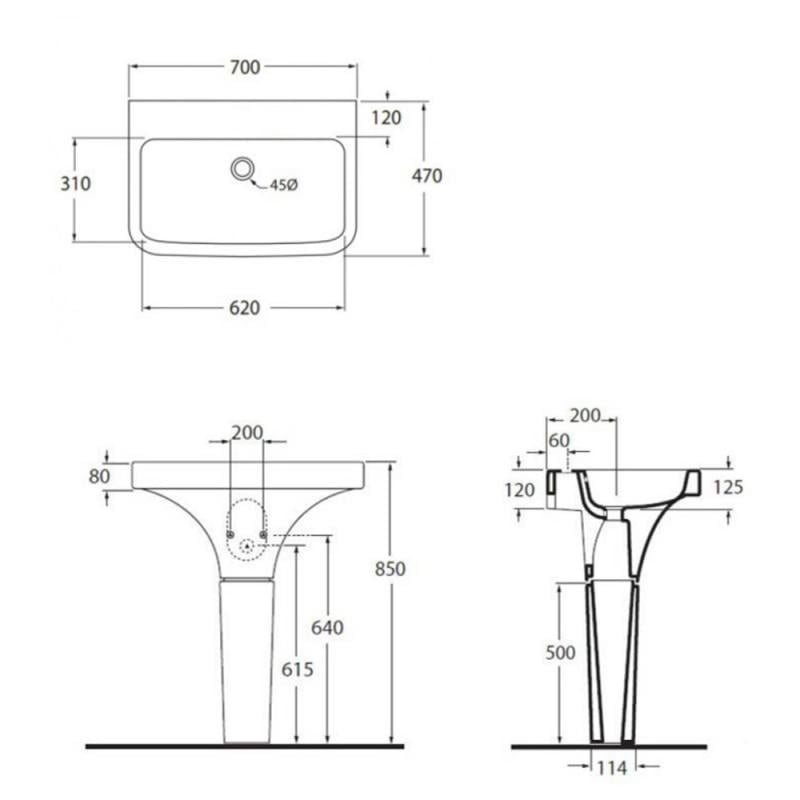 Умывальник с пьедесталом Azzurra Tulip 70 см (TUL200B1/70) - фото 3