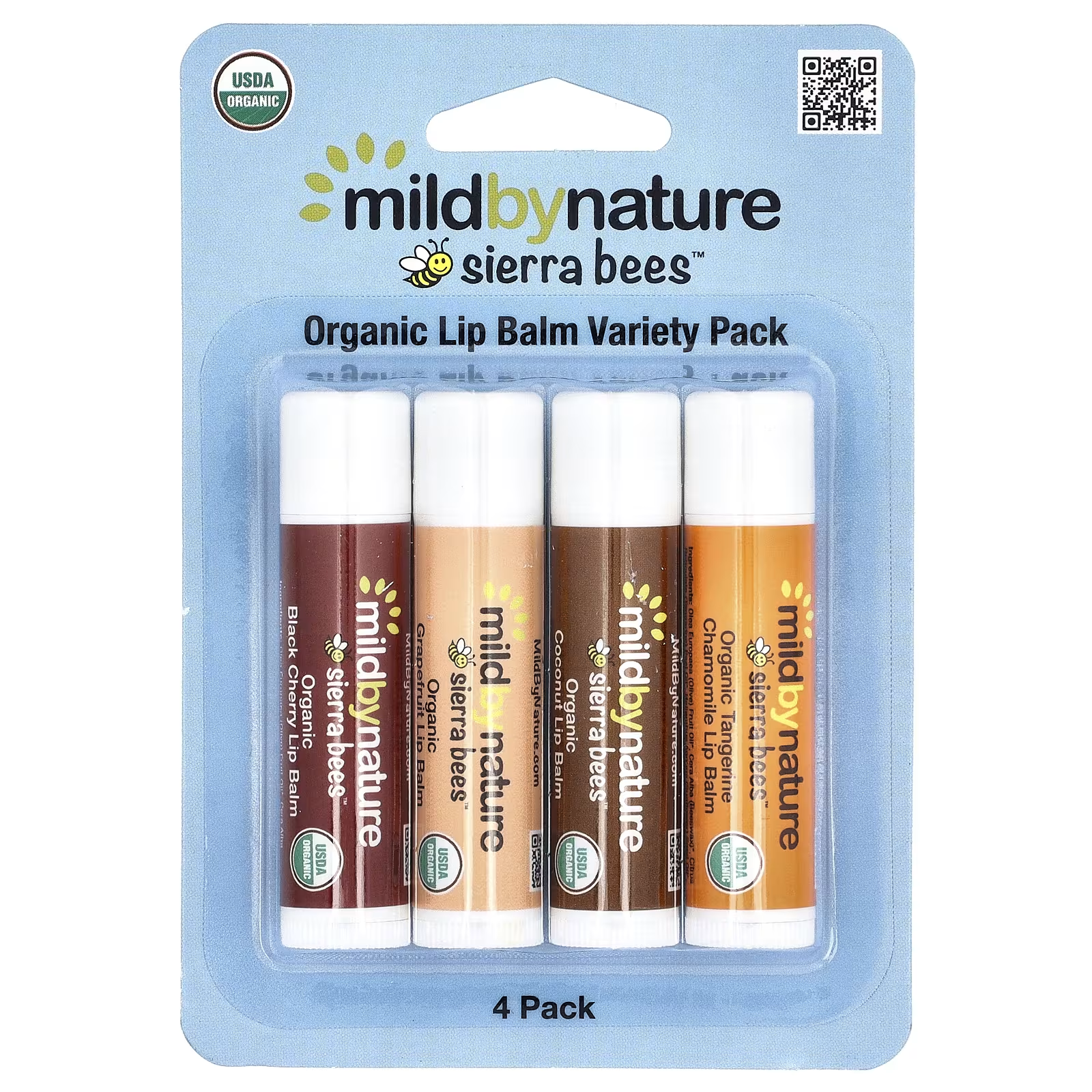 Набір бальзамів для губ органічних Mild by Nature Sierra Bees Variety Pack 4 шт. (35672332)