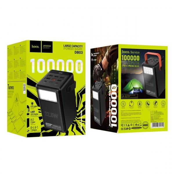 Повербанк Hoco DB03 Endure с LED лампой 100000 mah 22,5 Вт - фото 3