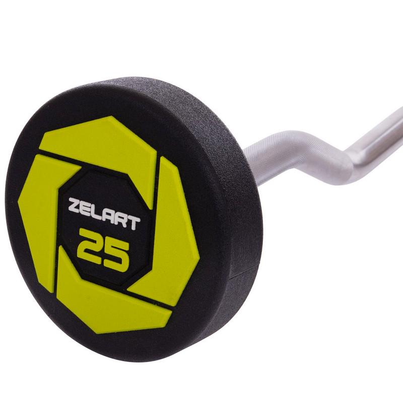 Штанга Zelart Urethane Barbell фіксована вигнута поліуретанова TA-2690-25 довжина 106 см 25 кг (DR002580) - фото 3