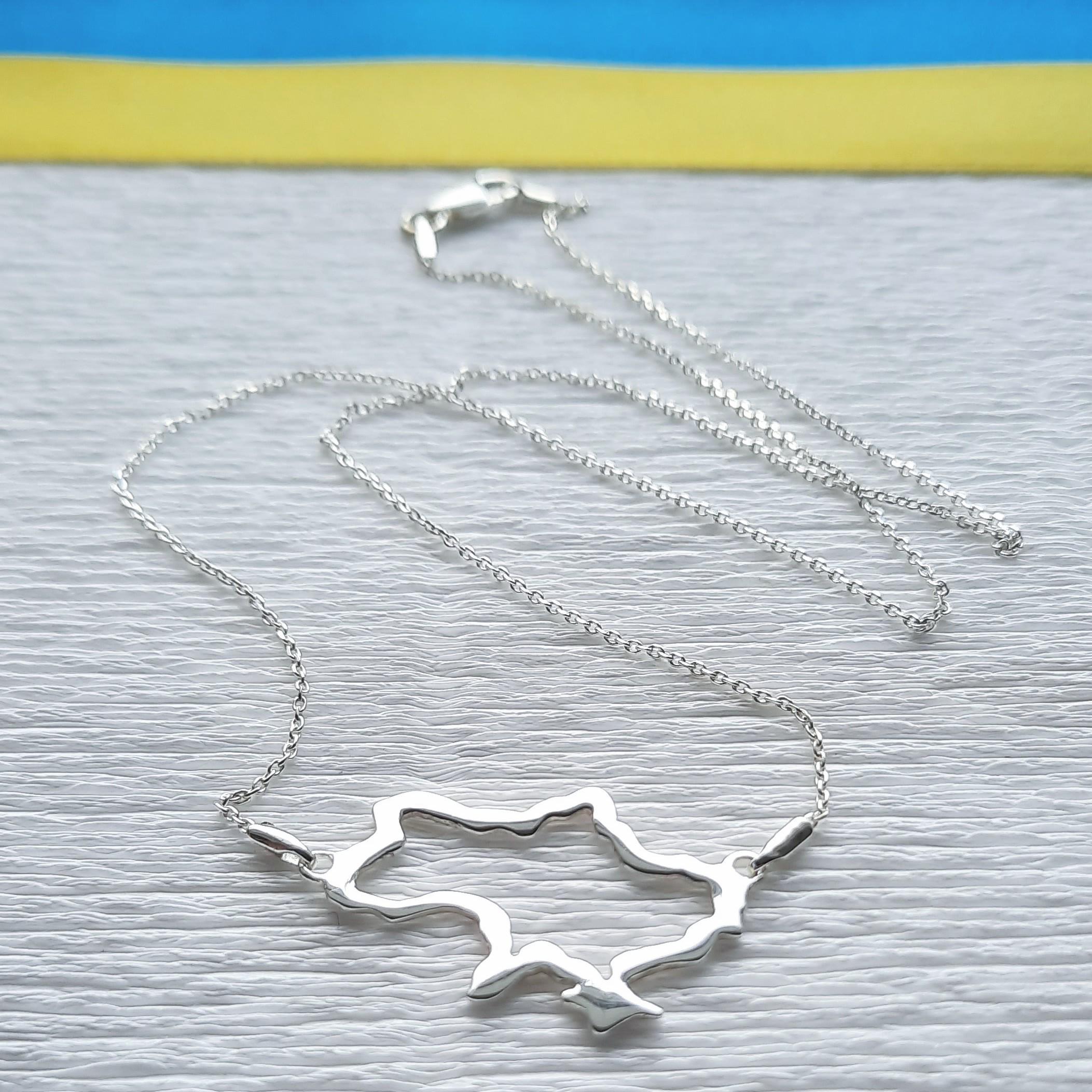 Серебряное колье карта Украины