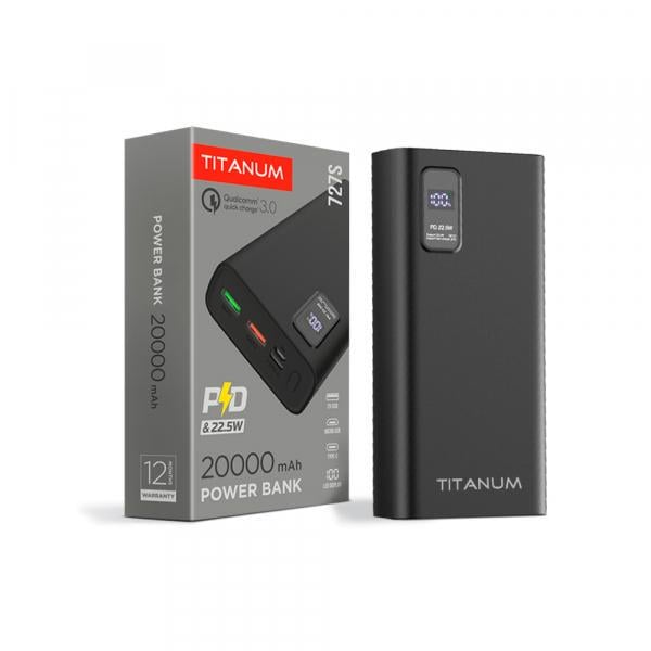 Повербанк Titanum 727S 20000 mAh 22,5 Вт Черный (27362)