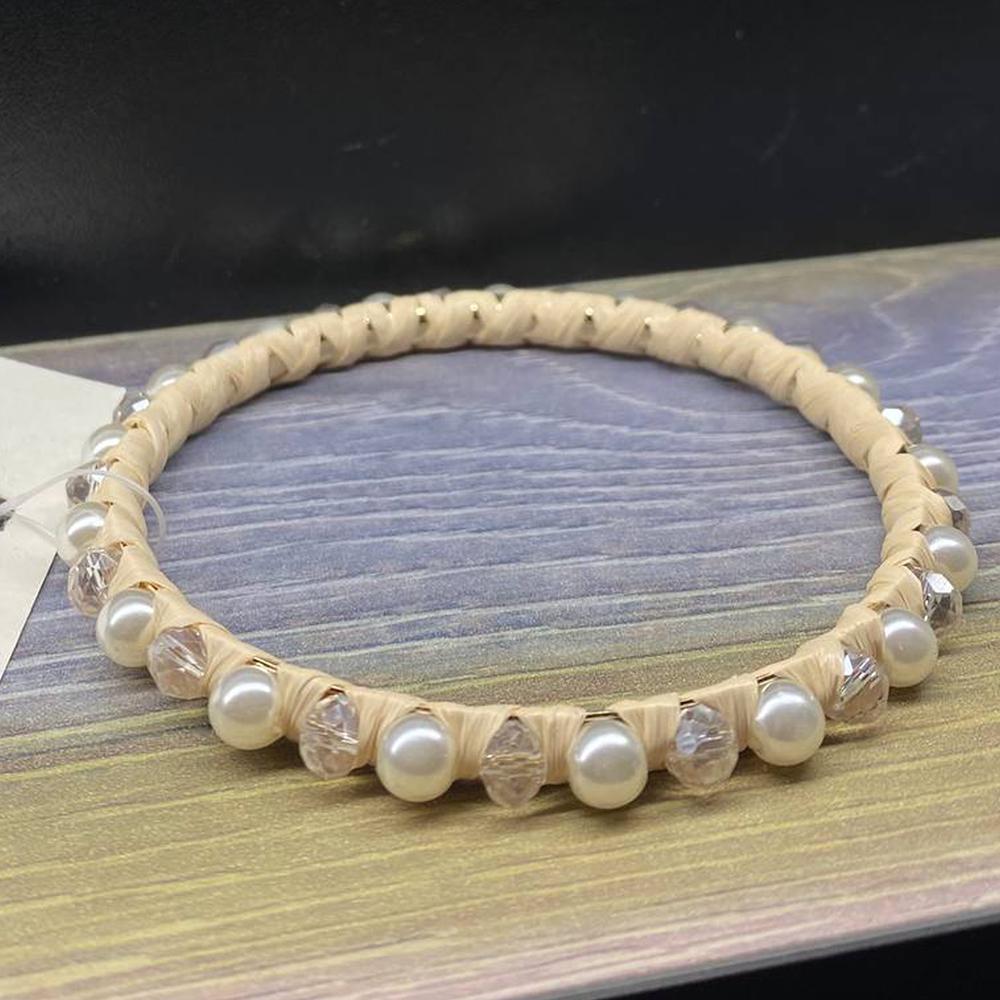 Браслет женский со вставками металлический 7 см Молочный (6359)