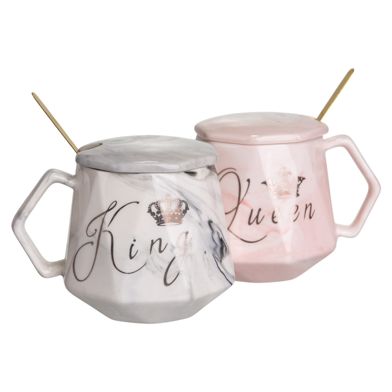 Набор парных фарфоровых чашек King & Queen 2 шт. по 400 мл Розовый/Белый (FM-31) Набор парных фарфоровых чашек King & Queen 2 шт. по 400 мл Розовый/Белый (FM-31)