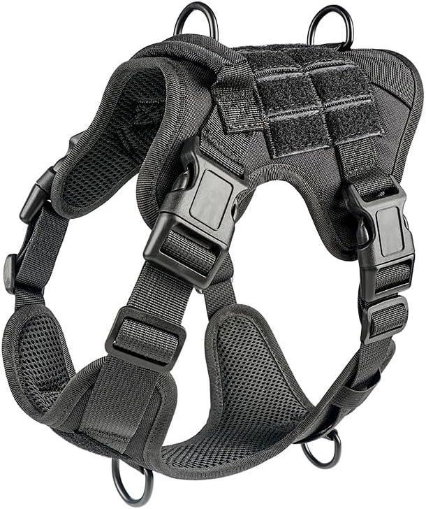 Шлейка для собак Baskor тактичний жилет з ручкою M 66,5-80 см Чорний