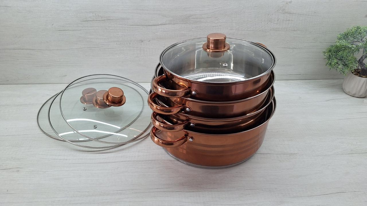 Набір каструль Royalty Line RL-SP7C з кришками/з нержавіючої сталі (03966) - фото 7