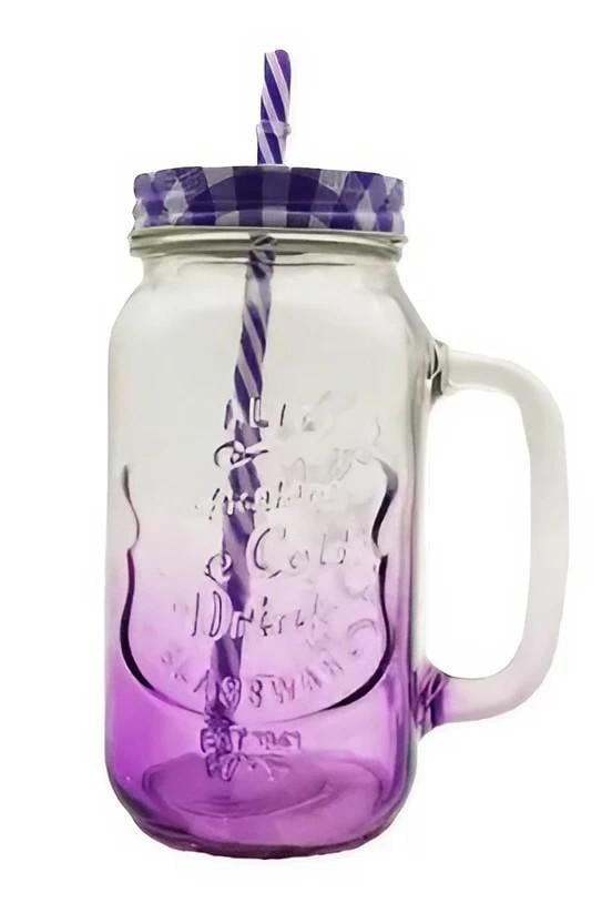 Чашка-банка Stenson R93376 Ice cold Drink с завинчивающейся крышкой и трубочкой 450 мл (592798)