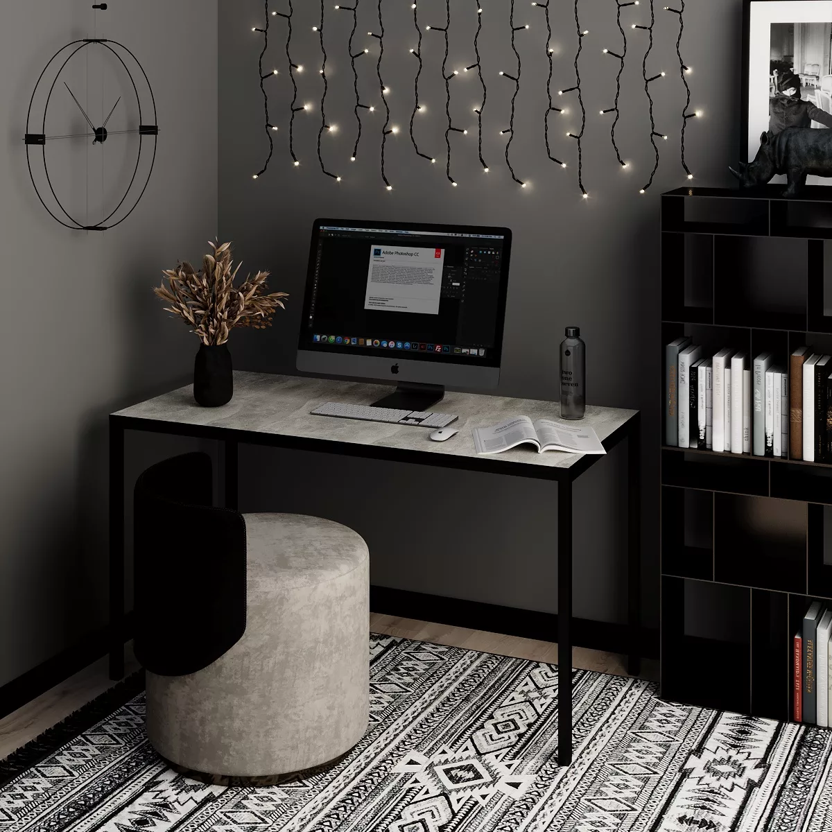 Стол прямоугольный Art in Head Brevity Loft standart с металлическими ножками 140x67х75 см Ателье светлый/Черный (TB04040000030)