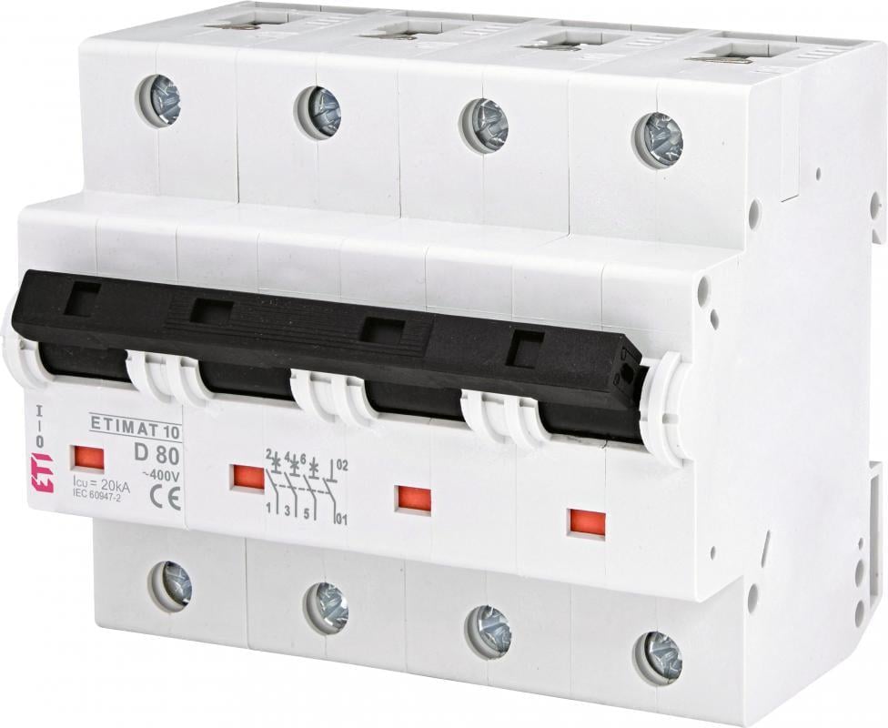 Вимикач автоматичний ETI ETIMAT 10 3P+N 80А 20кА D (2156731)