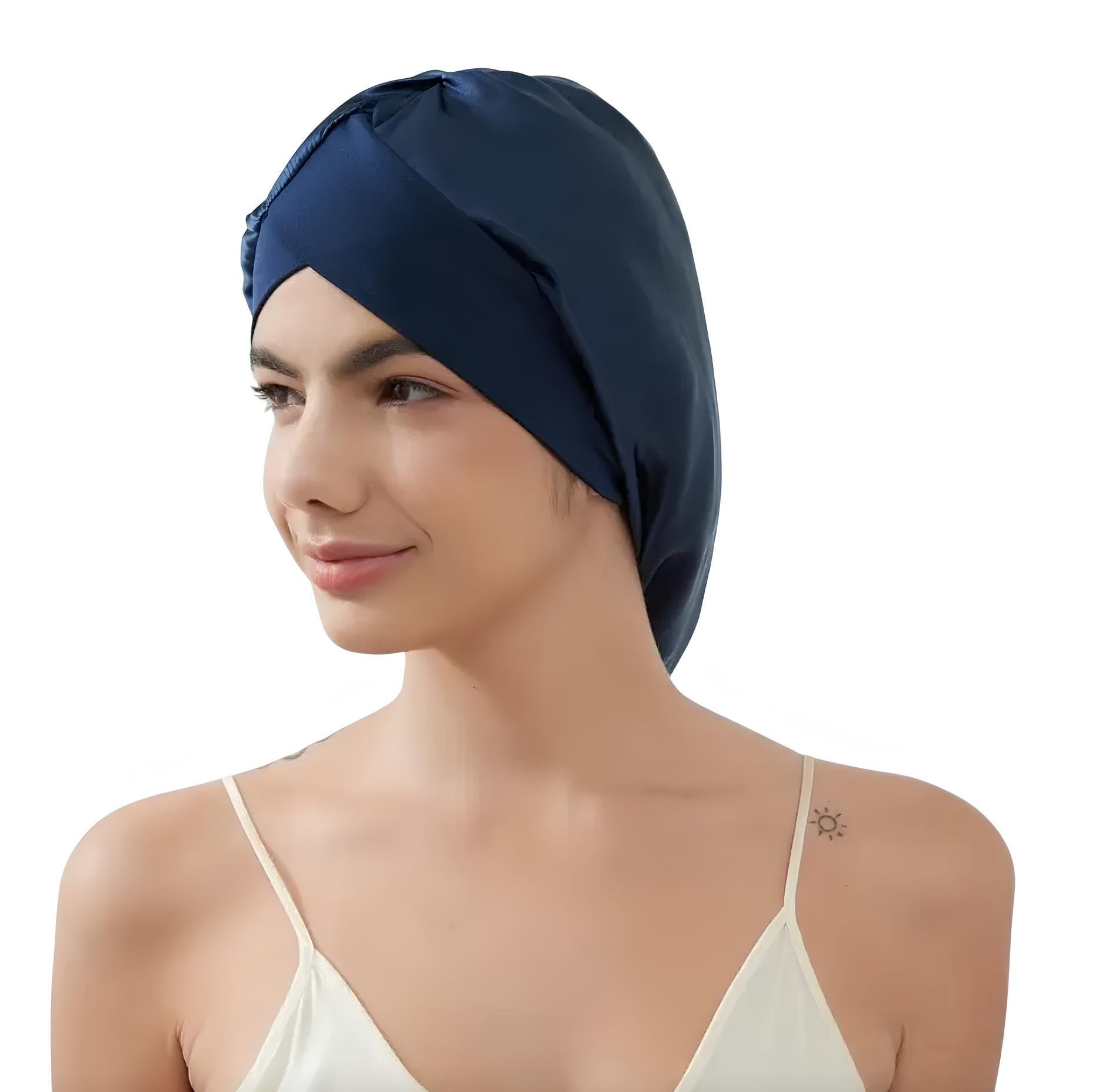 Шапочка для ухода за волосами из 100% шелка Синий Шапочка для ухода за волосами из 100% шелка Синий