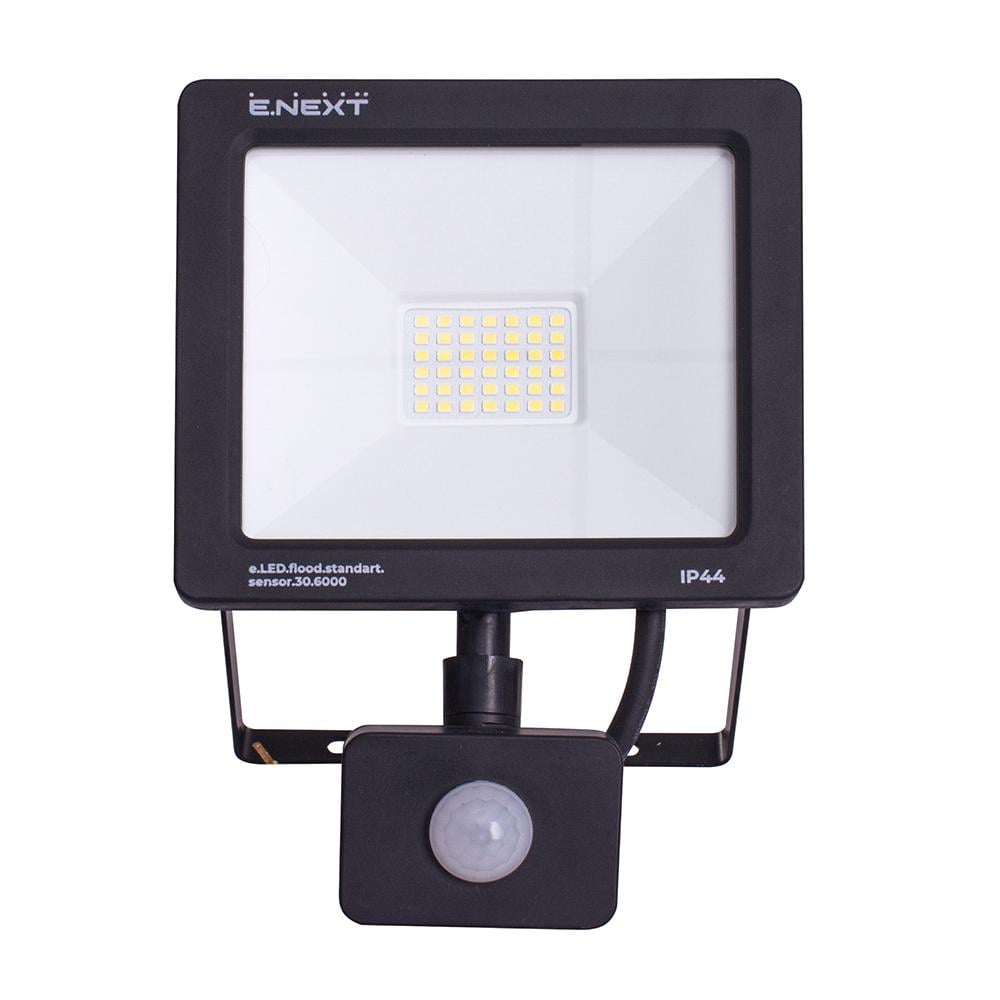 Прожектор LED E.NEXT e.LED.flood.stand.sensor.30.6000 30W 220V 2400lm 6000K IP44 148x48x195 мм з датчиком руху (l0790008) - фото 2 Прожектор LED E.NEXT e.LED.flood.stand.sensor.30.6000 30W 220V 2400lm 6000K IP44 148x48x195 мм з датчиком руху (l0790008) - фото 2