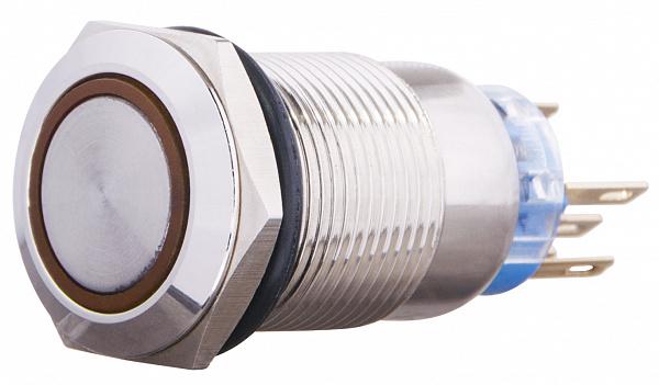 Кнопка плоская АСКО-Укрем TYJ 19-371 1NO+1NC металлическая без подсветки с фиксацией 19 мм (A0140010120)