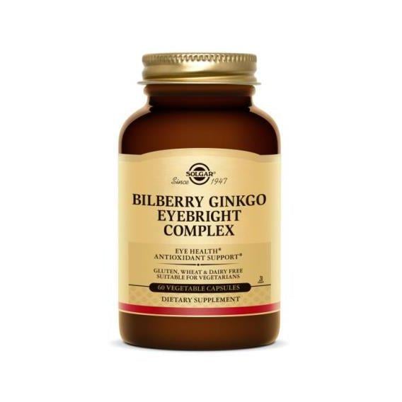 Комплекс для профілактики зору Solgar Bilberry Ginkgo Eyebright Complex 60 Veg Caps