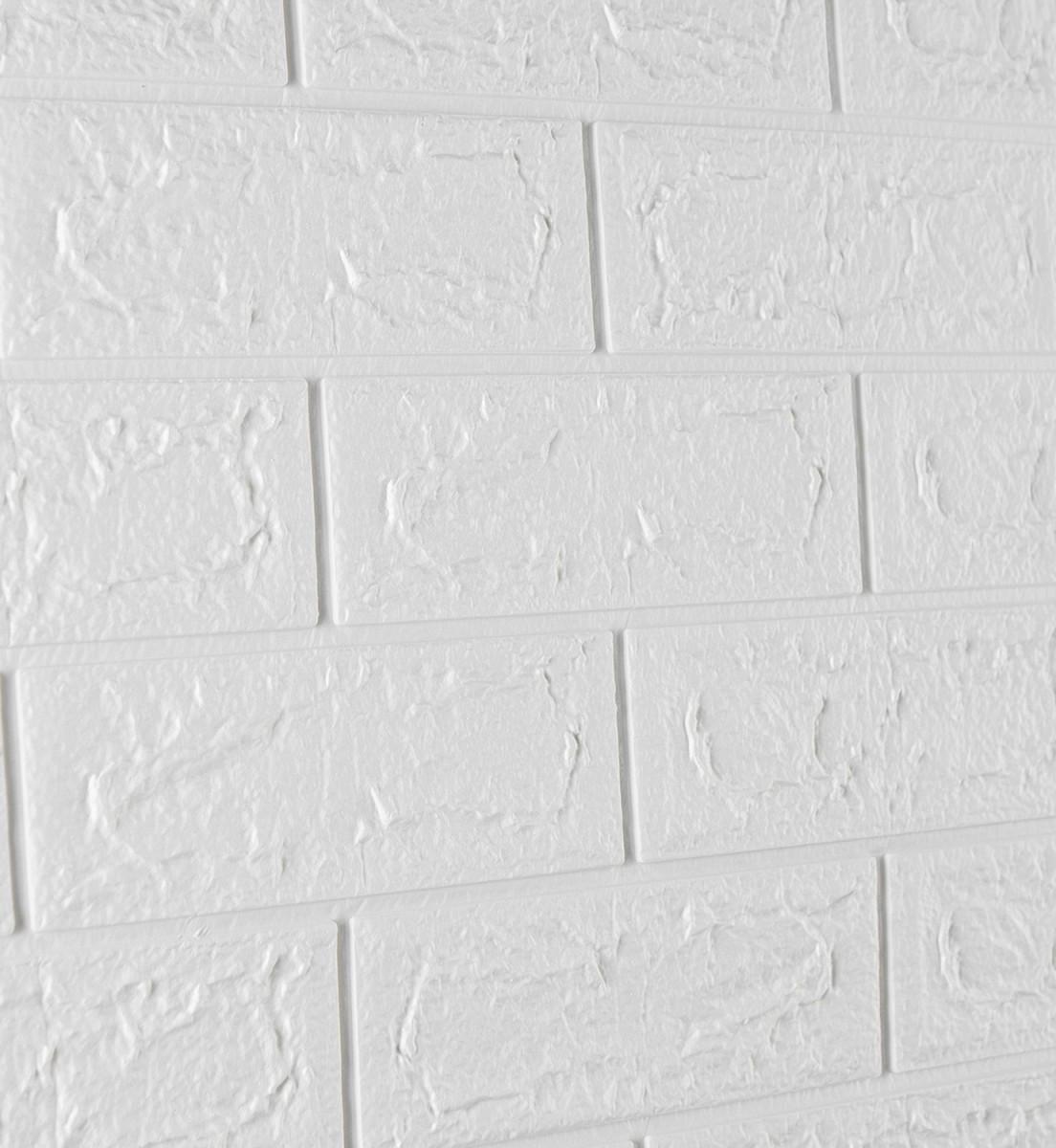 Панель самоклеящаяся декоративная 3D под кирпич 700x770x5 мм Белый (86) - фото 2