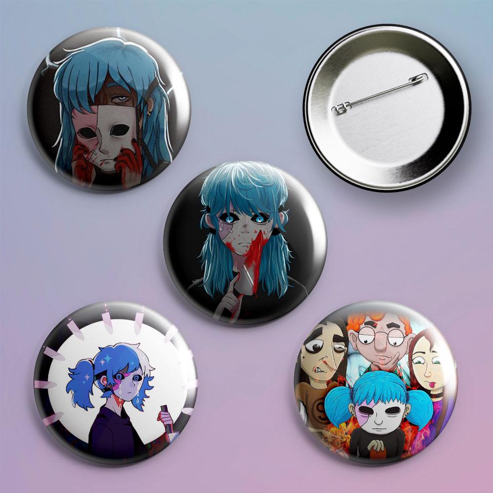 Значки на рюкзак с принтом игры Sally Face 4 шт.