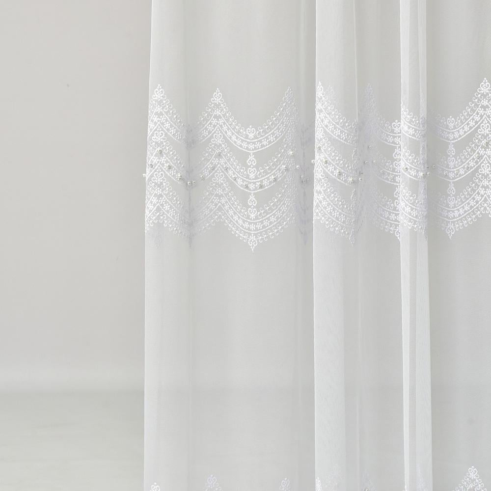 Ткань тюль фатин с вышивкой TAMA beyaz 122 гр/м2 305 см (27060) Ткань тюль фатин с вышивкой TAMA beyaz 122 гр/м2 305 см (27060)