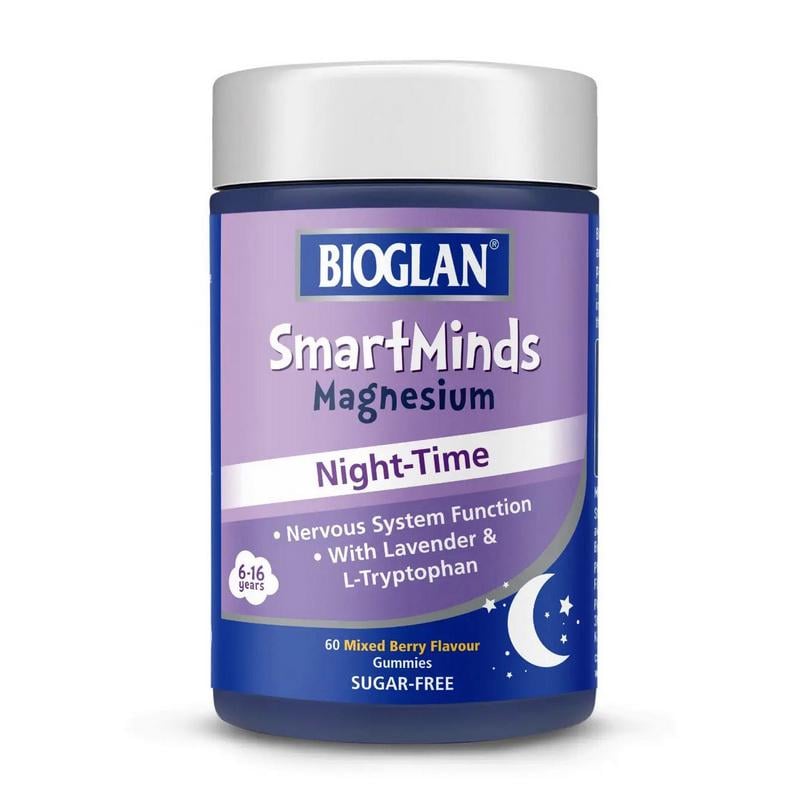 Магний цитрат с витамином B6 для детей Bioglan SmartMinds Magnesium Night-Time 60 жев. конфет Ягодный микс