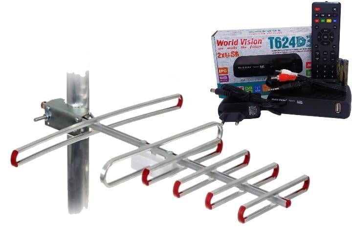 Тюнер WV World Vision T624D3+/антенна наружная Super 4 40 км Тюнер WV World Vision T624D3+/антенна наружная Super 4 40 км