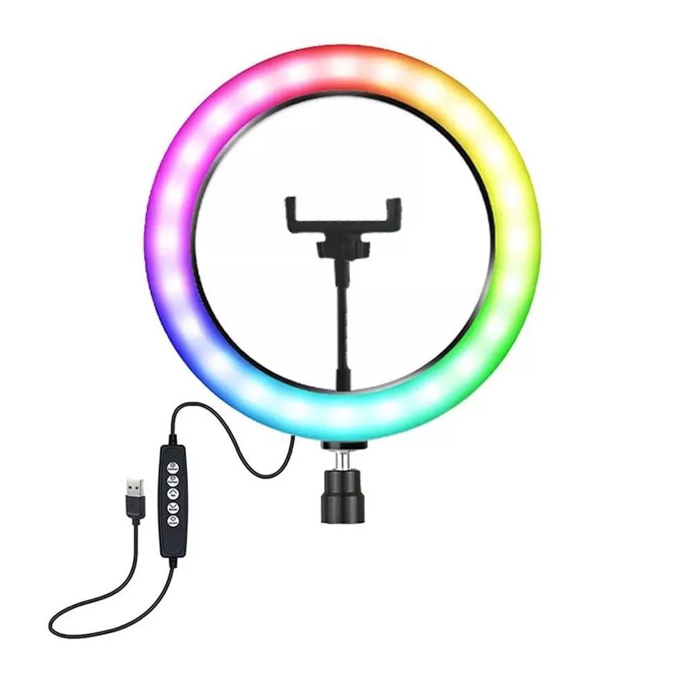 Кольцевая лампа 26 см 96 LED/18 RGB USB 5V пульт на кабеле (kmtЦ-000073805)