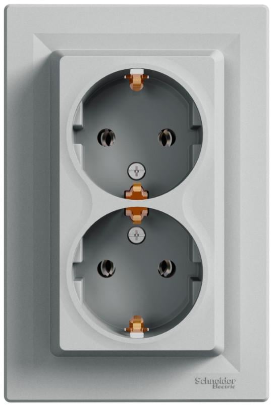 Розетка двойная Schneider Electric ABS Asfora с заземлением Алюминий (EPH9900161) Розетка двойная Schneider Electric ABS Asfora с заземлением Алюминий (EPH9900161)