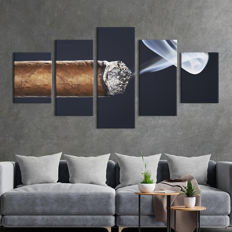 Модульная картина из 5 частей Ароматный дым кубинской сигары 187x94 см (301-52)