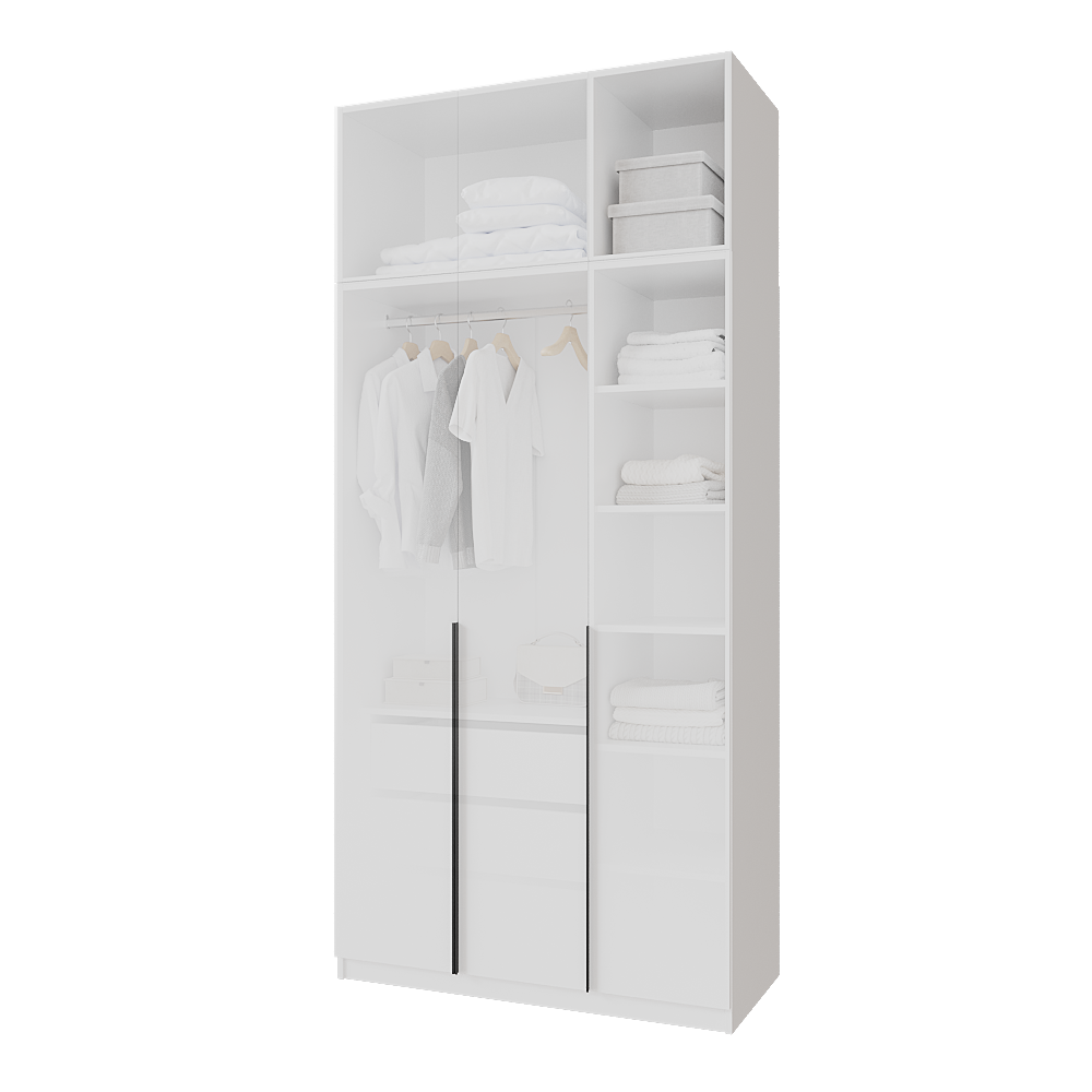 Шкаф распашной с тумбой и антресолью Меблітренд Чиназес Чита-1200.4 1200х500х2450 мм Белый (27356765) - фото 3 Шкаф распашной с тумбой и антресолью Меблітренд Чиназес Чита-1200.4 1200х500х2450 мм Белый (27356765) - фото 3