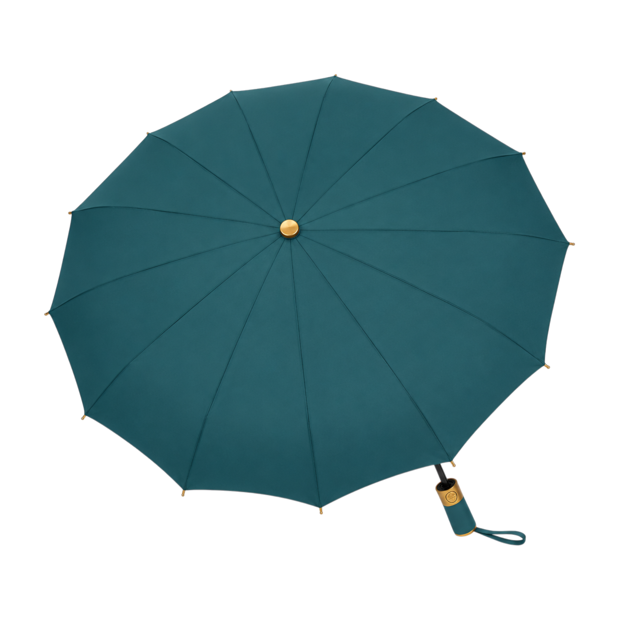 Женский зонт автомат ALLANIO Gold 9012 Turquoise с 12 спицами