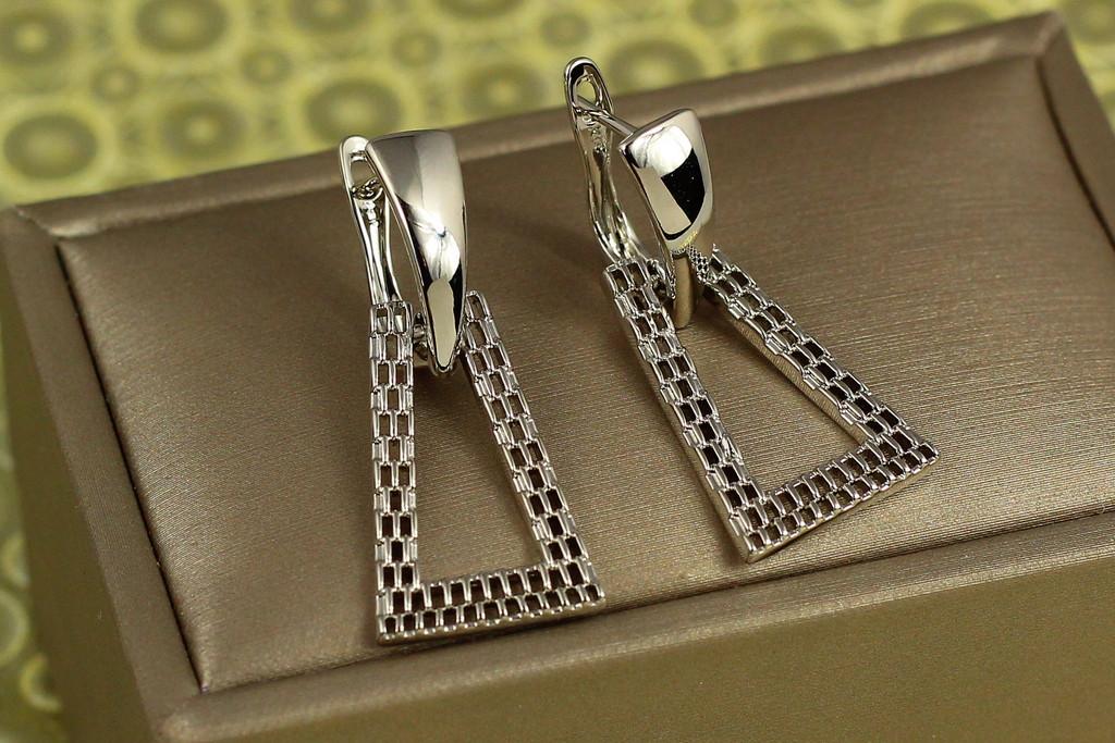 Сережки Xuping Jewelry Трапеція стільники 3,4 см Сріблястий (1933638114)