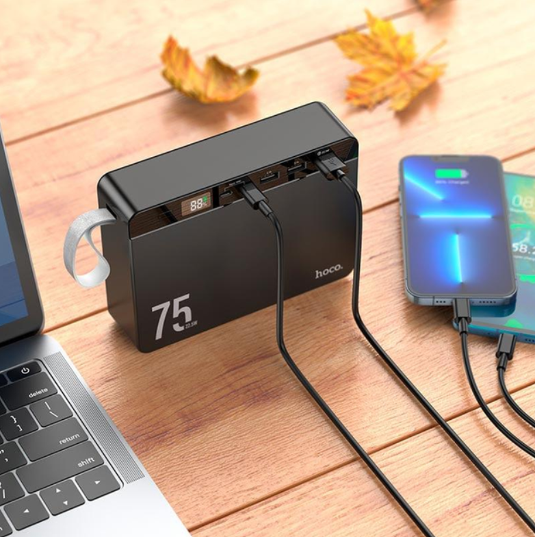 Повербанк Hoco J94 3USB/Type-C Overlord QC3.0+PD3.0 75000 mAh 22,5W з швидкою зарядкою Чорний (7583049) - фото 2